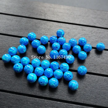 100vnt/daug OP05 tamsiai mėlyna sintetinių apvalus kamuolys opal karoliukai su 1mm visą skylę 0