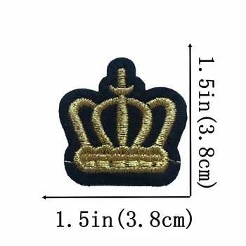 10VNT Aukso Karūna Embroided Lopai Drabužių Maišai Geležies Pleistras Karštų Klijų Badge 