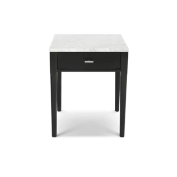 Italijos aukštos kokybės tauriųjų miegamojo baldai balto marmuro aikštės pusėje stalo su juodais kojų miegamojo spintelė