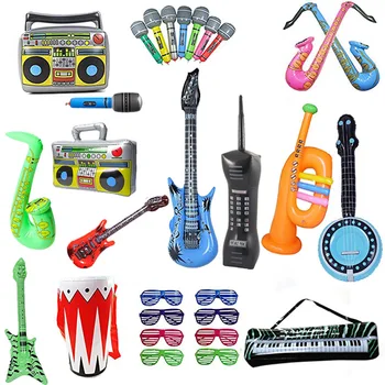 Vaikų Pripučiami Muzikos Instrumentai Žaislas PVC Balionas Gitara Vaikų Scenoje, Pripučiami Rekvizitai Mikrofonas