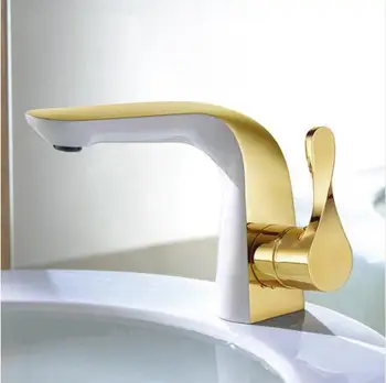 Vidric Nauja, Maišytuvas, unikalaus dizaino žalvario, balta ir aukso baseino maišytuvas karšto ir šalto vienos svirties vonios kriauklės maišytuvas baseino bakstelėkite